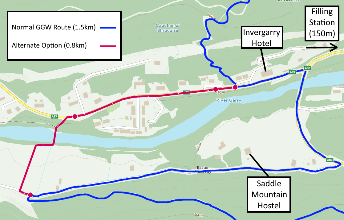 Optional alternate route through Invergarry