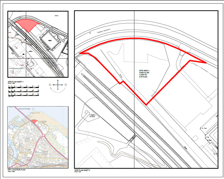 Location map of land at Stadium Road, Inverness